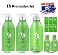 Premium TS Shampoo Promotion Set [ Shampoo 500ml(16.9oz) x 2ea + Treatment 500ml (16.9oz) + Shampoo 100ml x 2ea + 6 Shampoo Pouches ], Best Selling Hair Loss Prevention from Korea