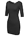 JJ Perfection Women's 3/4 Sleeve Solid & Striped Mini Bodycon Dress