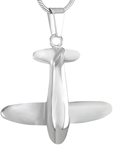 Alwayshere Airplane Urn Ash Pendant Stainless steel Cremation Jewelry Necklace