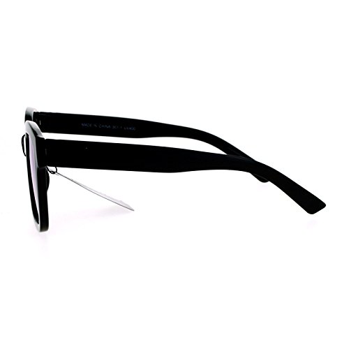 Classic Black Square Sunglasses Blue Mirror Lens Stylish Chic Frame