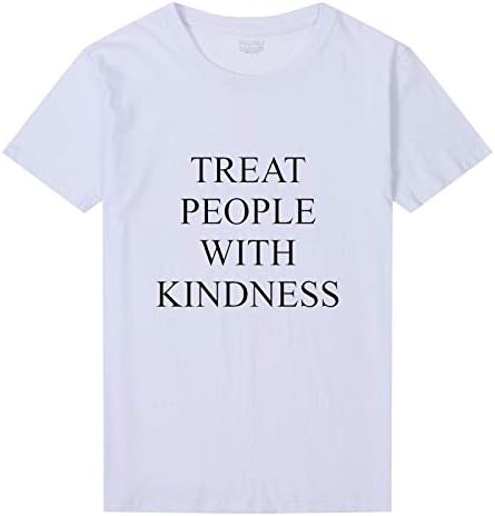 Hylong Harry Styles Treat People with Kindness T-Shirt Women Fashion Letter Printed T Shirt Femme Asual Yellow Tee Feminist Tee Tops Black M