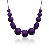 Siliconies Medley Necklace - Silicone Bead Necklace (Teething/Nursing) (Plum-Purple)