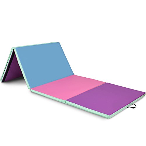 image for Giantex 4'x8'x2 Gymnastics Mat Folding PU Panel Gym Fitness Exercise C