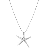 NewZenro Cute Starfish Pendant Necklace for Women Minimalist Silver Plated Choker Necklaces Adjustable Chain Hypoallergenic Fashion Trendy Chic Ocean Beach Summer Holiday Jewelry