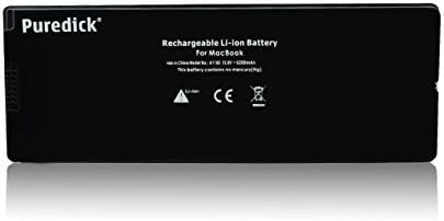 Puredick New Laptop Battery for Apple Macbook 13" A1185 A1181 MA254 MA255 MA472 MA561 MA699 MA700 MB061 Series, Black - 12 Months Warranty [Li-Polymer 10.8V 5200mAh]