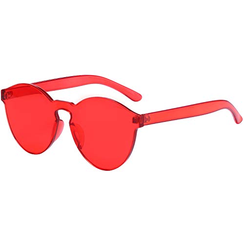 One Piece Rimless Sunglasses Transparent Candy Color Tinted Eyewear (10 Color)