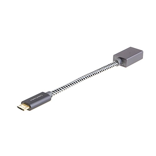 CableCreation Micro USB 2.0 OTG Cable Braided On The Go Adapter Micro USB Male to USB Female for Samsung or other Smart Phones with OTG Function, 6 Inch/ Space Gray Aluminum