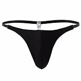 FEESHOW Men's Stretchy G String Thong T Back Underwear Briefs Black One size