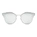 SojoS Fashion Round Cateye Women Sunglasses Oversized Flat Lens SJ1055 Silver Frame/Silver Mirrored Lens