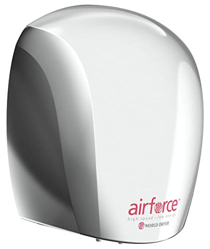 World Dryer J4-970 Airforce Automatic High-Speed Energy-Efficient Hand Dryer Aluminum Cover, Polished Chrome  208-240V