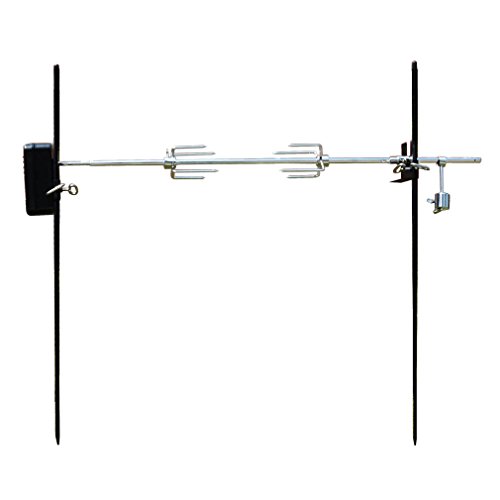 Onlyfire Heavy Duty Rotating Cordless Dual Post Open Fire Spit Rotisserie Grill System, 38 Inch Spit Rod, Outdoor