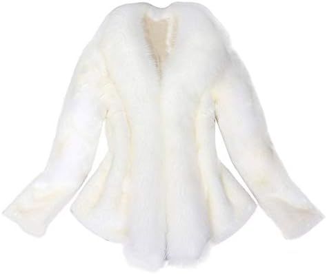 Winter Coat for Women, Women Faux Fur Coat Elegant Thick Warm New Fashion Outerwear Fake Fur Jacket (White, 2XL)