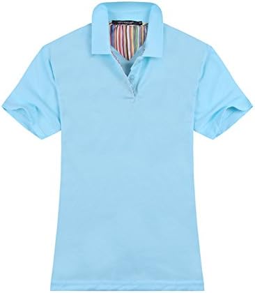 Women's Stretchy Short Sleeves Multicolor Sport Polo Shirt XX-Large Light Blue