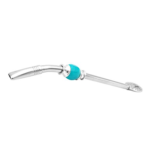 Yerba Mate Bombilla Gourd Drinking Filter Straw 304 Food-Grade 18/8 Stainless Steel Removable Filter Head with 3 Cleaning Brushes - 8.3" Long (Blue) - Thumbnail 2