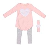 PanDaDa Girls Top Heart Printed T-Shirts with Headband Leggings Pants Outfits