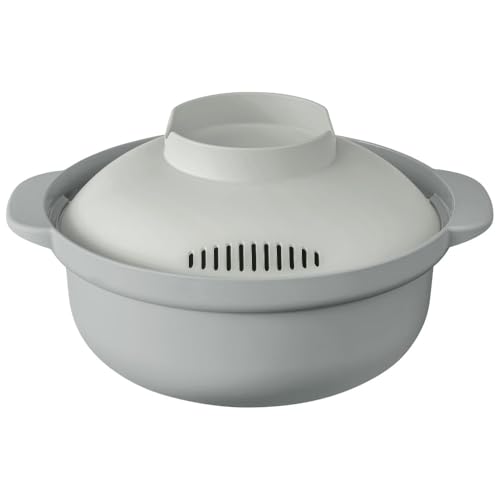 アンドエヌイー(&NE) らくチン! レンジ鍋 レコポ recopo ライトグレー 1.5L 日本製 一人用 レシピ付き 小型 軽量 レンジ調理鍋 電子レンジ用 鍋 ラーメン パスタ NIM-118-LG