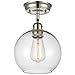 WILDSOUL Lighting 60011PN 1-Light Globe Glass Semi Flush Mount, Modern and Industrial Sloped Ceiling Compatible Entry Hallway Kitchen Ceiling Light Fixture, Polished Nickel Finish, 7-7/8