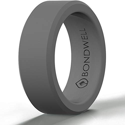 SILICONE WEDDING RING FOR MEN (Dark Gray) "Save Your Finger & A Marriage" Safe, Durable Rubber Wedding Band for Active Athletes, Military, Crossfit, Weight Lifting, Workout - 100% Guarantee (15)