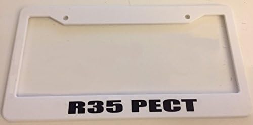 R35 Pect - White Plate with Black Lettering Automotive License Plate Frame - Jdm Drift Godzilla
