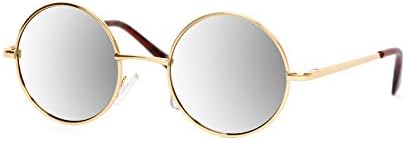 Circular Style Gold Frame Mirror Lens Sunglasses