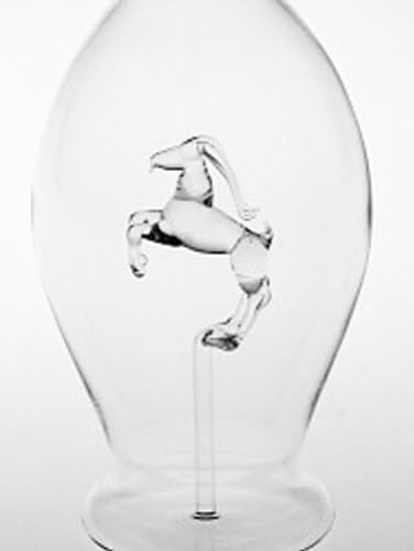 Bottle Sign Zodiac Capricorn of Glass Inserted in Filled Mouth Blown Clear Glass Bottle Decorative Present Bottle Volume 0,5 Litre Height Approx 30 Cm Oberstdorferr Glashütte