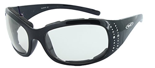 Global Vision Eyewear 24 Marilyn 2 Plus Series Sunglasses with Gloss Black Frame and Clear Photochromatic Lenses