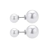 Rakumi Sterling Silver 8-12mm Double Sided White Seashell Pearl Studs Earrings
