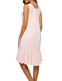 CzDolay Camisetas de dormir para dama, sin mangas, vestido de salón plisado frontal camisetas de punto ropa de noche S-XXL