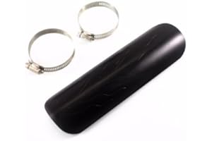 BHYSHOP 9" Flame Exhaust Muffler Pipe Heat Shield Cover Heel Guard for Harley Honda Kawasaki Suzuki Yamaha Triumph Victory Chopper Cruiser Bobber Old School CB Cafe Racer (Black)
