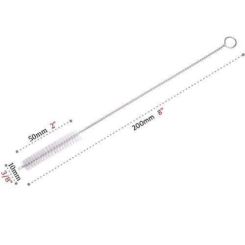 GFDesign Drinking Straw Cleaning Brushes Set Pipe Tube Cleaner Nylon Bristles Stainless Steel Handle - 8" x 3/8" (10mm) - Set of 15 - Thumbnail 4
