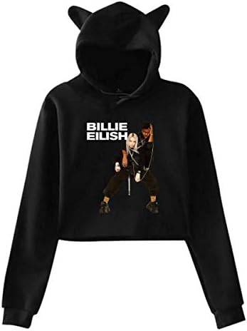 Ears Shirt Billie Eilish Girls Fashion Cat Ear Hoodie Sweater Black Girl Hoodies with Backpack Kids for Kid Panta Sweatshirt Items