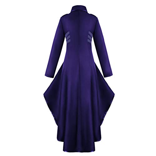 DONTAL Women Gothic Steampunk Button Lace Corset Halloween Costume Coat Tailcoat Jacket Purple