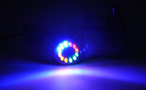 OTTFF 1.5cm/0.59" Inside Diameter - 12 LEDs Fountain Ring Lights Auto Colored Changing Submersible Water Pump Lighting for Garden Fish Aquarium with 4.7+4.5ft Overlength Cable (1) - Thumbnail 3