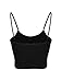 LE3NO Womens Fitted Cami Color Crop Top with Adjutable Straps, Black, Large