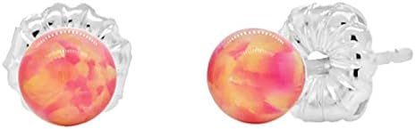 Trustmark 925 Sterling Silver 4mm Deep Sea Coral Created Opal Ball Stud Post Earrings, Cala