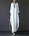 Celmia Women's 3/4 Sleeve Round Neck Solid Loose Long Maxi Dress Cotton Gown with Side Pockets Off White L