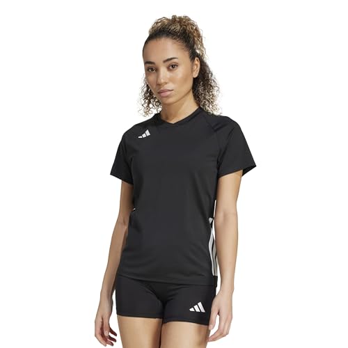 adidas Women's Volleyball Hi Low Short Sleeve Jersey, Black, X-Large/Tall