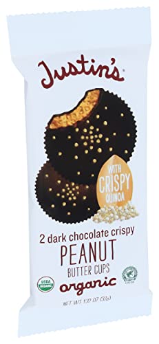 JUSTINS ORGANIC DARK CHOCOLATE CRISPY PEANUT BUTTER CUPS, 1.32 OZ