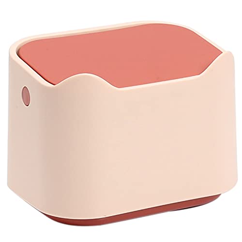 Small desk bin mini waste bin with lid kids dustbin trash can for classic desk, desktop, bedroom, office table, Car, Indoor Dust Bin top bin (Red+Pink)