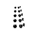 Stainless Steel Sparkling Black Cubic Zirconia CZ Stud Earring 3mm 4mm 5mm 6mm 7mm 5 Pair Set