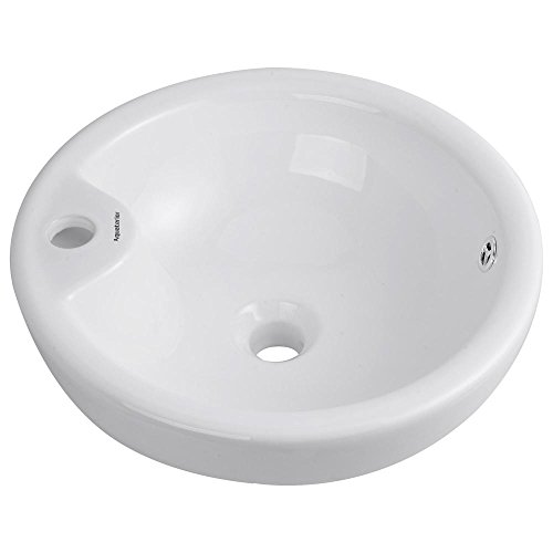 Aquaterior 16-3/8"Dia.x6-2/3"H Round White Porcelain Ceramic Bathroom Sink w/Free Chrome Drain and Overflow