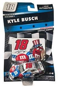 NASCAR Authentics Kyle Busch #18 Diecast Car 1/64 Scale - 2018 Wave 11 - Kyle Busch 2018 No. 18 with Die Cut Magnet - Collectible