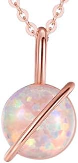 Ellena Rose Planet Opal Necklace, 925 Sterling Silver, Dainty Opal Planet Necklace, Adjustable Length Opal Necklace, Small Opal Necklace, Simple Necklace