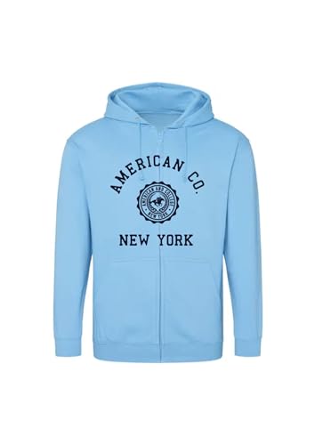 AMERICAN COLLEGE USA, Felpe, Maglioni, Gilet, Hoodies, Uomo, Donna, Sweat Shirt, Pile, Termico, con Cappuccio, Abbigliamento, Unisex, Modello ACSZW4, Turchese, M