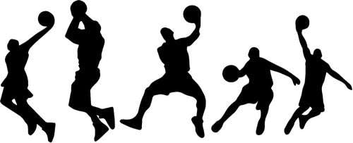 Basketball Players Decal Sticker Car Motorcycle Truck Bumper Window Laptop Wall Décor Size- 8 Inch Wide Black Color