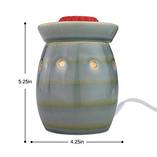 StarMoon Wax Melt Warmer Electric, Candle Warmer for Wax Melt, Home Fragrance Diffuser, Home Décor, No Flame, Removable Dish, with One More Bulb (D. Green & Gray) - Thumbnail 2