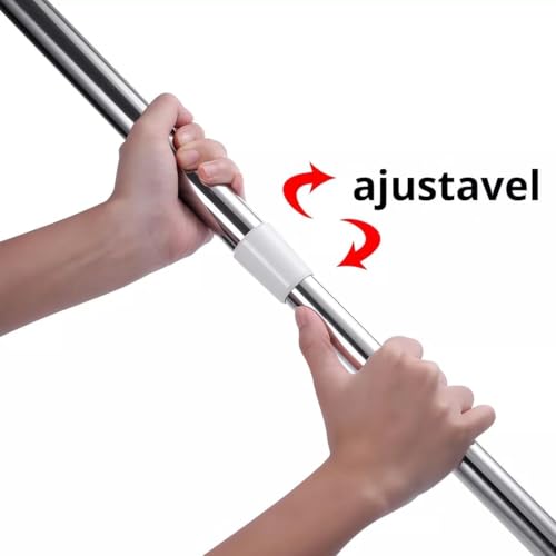 VARÃO EXTENSÍVEL PARA CORTINA E BOX – AJUSTÁVEL DE 1,10M A 2,00M, INSTALAÇÃO SEM FUROS, EM ALUMÍNIO COM PONTEIRAS
