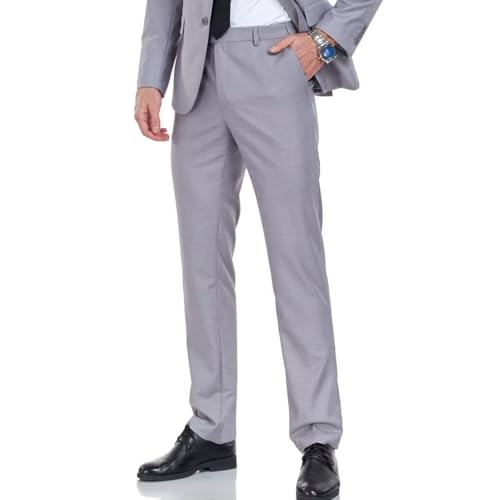 Qisuma Men's Dress Pants Light Gray