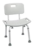 Drive Medical Bathroom Safety Shower Tub Bench Chair with Back, Grey