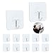 Sunrans Adhesive Hooks, Reusable Nail Free Wall Hooks 22lb(Max), Durable and Super Sticky, Transparent Seamless Hooks 12 Pack, Waterproof and Oilproof, Perfect for Wall, Ceiling, Door, Bathroom